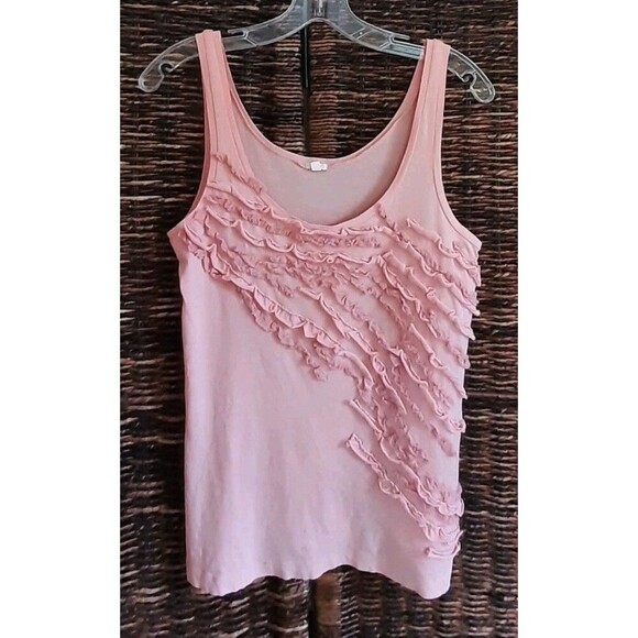 J. Crew Tank Top Small Peach Asymmetrical Ruffles Fairycore Cottagecore Frilly - Picture 1 of 4